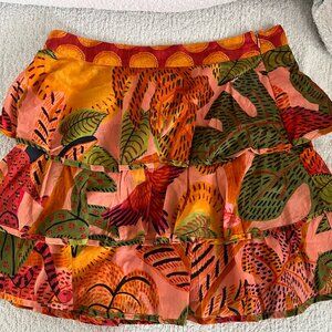Farm Rio Summer Dream Floral Layered Lined Mini Skirt M